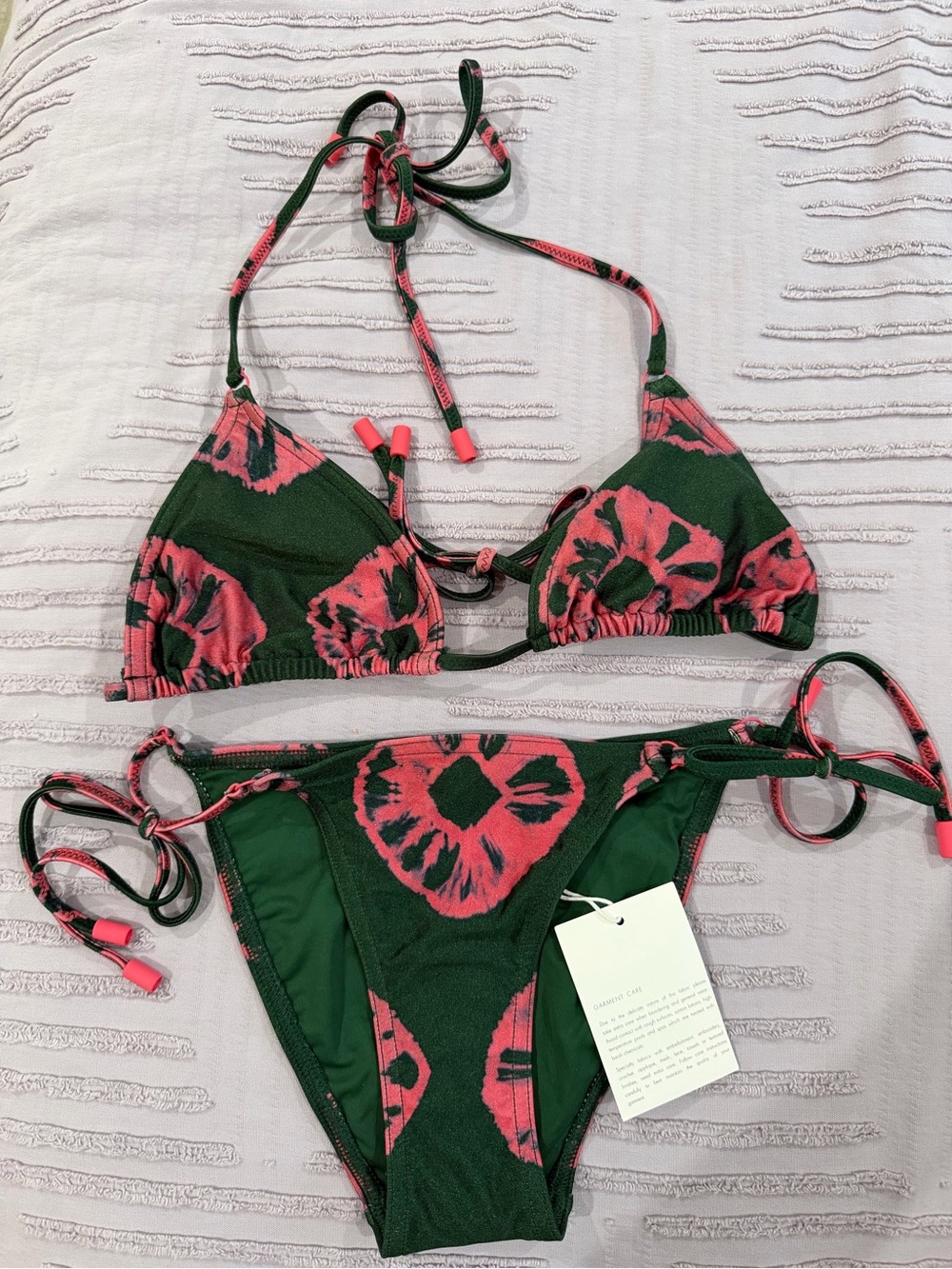 Zimmermann Green & Pink Tie-Dye women’s Triangle Bikini